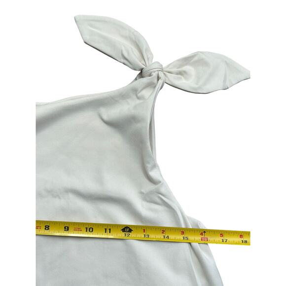 Susana Monaco Size Medium Knot Shoulder Trapeze Swing Dress Blanched Almond NWT - Picture 7 of 7